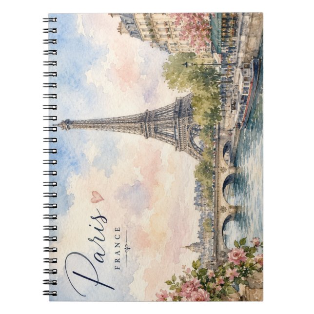 Cuaderno París Francia Torre Eiffel río Sena  (Frente)