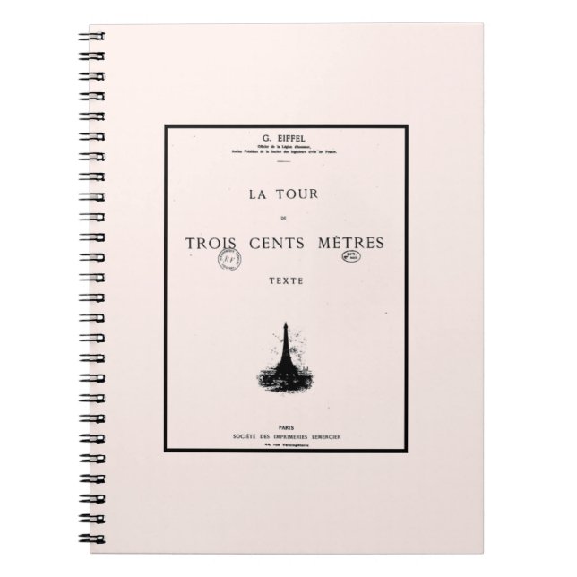 Cuaderno París La Tour Eiffel Eiffelturm Torre Eiffel Notiz (Frente)