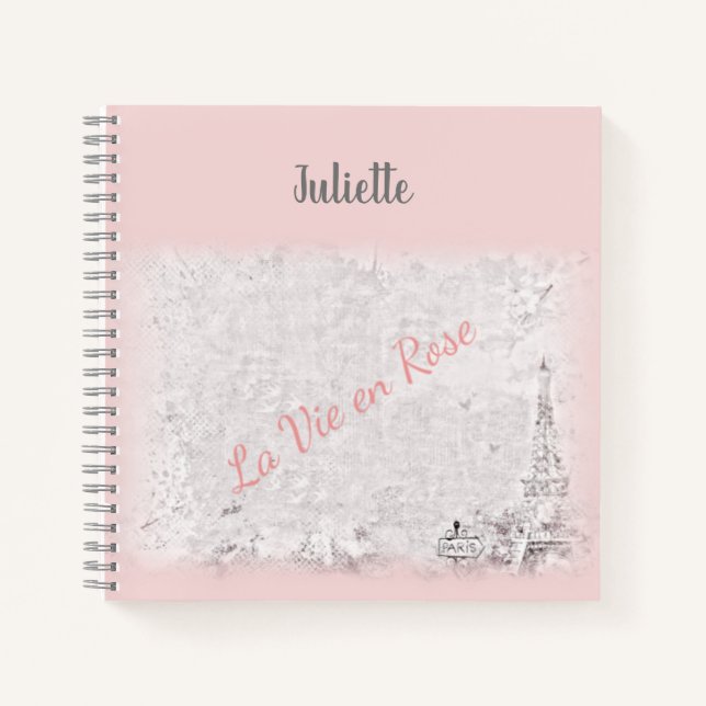 Cuaderno Paris Pink La Vie En Rosa Cita Francesa (Anverso)