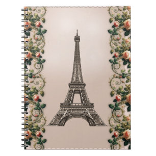 Cuaderno París Rosas Rosales Torre Eiffel Shabby Chic