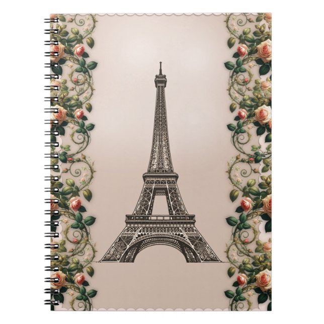 Cuaderno París Rosas Rosales Torre Eiffel Shabby Chic (Frente)