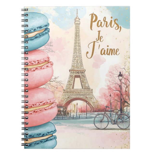 Cuaderno París, Te Amo - Torre Eiffel con Macarons (Frente)