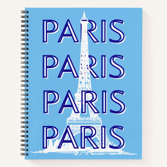 Cuaderno París Viajes Arte, Viajes, Arte Preppy, Azul (Anverso)