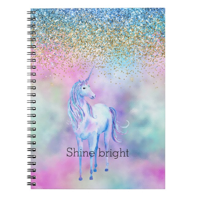 Cuaderno Parking de unicornio morado de Purpurina Aqua Gold (Frente)