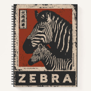 Cuaderno Paro de cebra con rayas retro y sol rojo