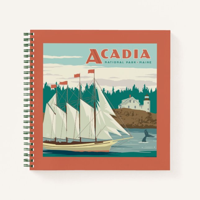 Cuaderno Parque nacional Acadia, Maine | Barco de vela y ba (Anverso)