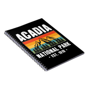Cuaderno Parque nacional Acadia, Vintage de Maine Retro