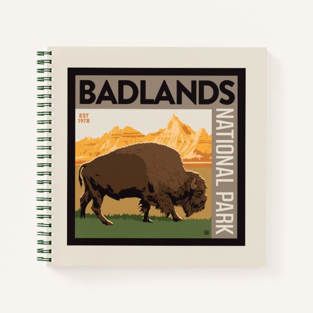 Cuaderno Parque nacional Badlands | Búfalo (Anverso)