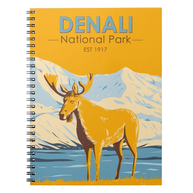 Cuaderno Parque nacional Denali Alaska Moose Vintage (Frente)
