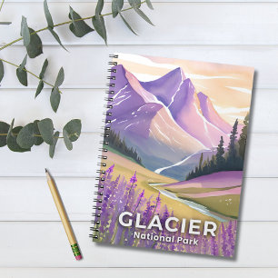 Cuaderno Parque nacional Glaciar   Acuarela de lavanda de p