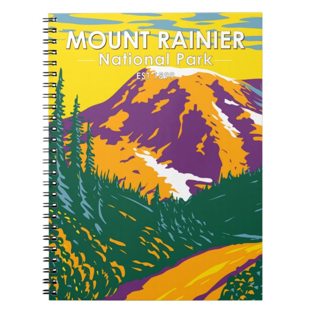 Cuaderno Parque nacional Monte Rainier Retro de Washington (Frente)