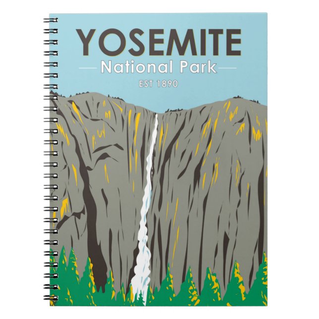 Cuaderno Parque nacional Yosemite Ribbon Falls California (Frente)