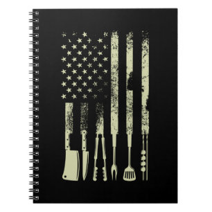 Cuaderno Parrillada barbacoa carne humeante Bandera estadou