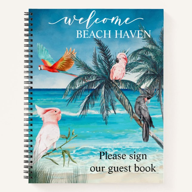 Cuaderno Parrots Macaw Cockatoo Beach Vacation home (Anverso)