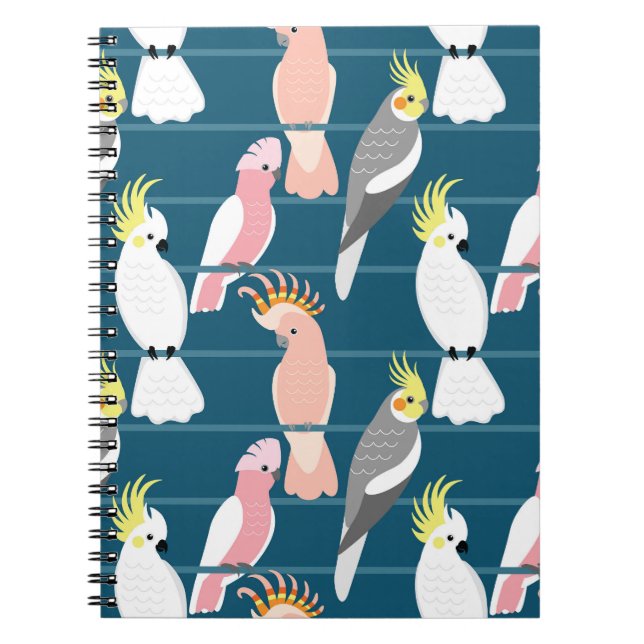 Cuaderno Parrots personalizados: Patrón sin foco (Frente)