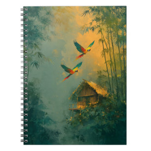 Cuaderno Parrots tropicales Bambú Jungla Cabina de arte par