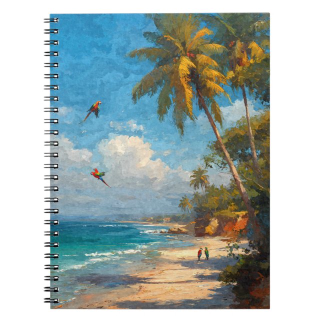 Cuaderno Parrots tropicales Palm Beach Paradise Art (Frente)