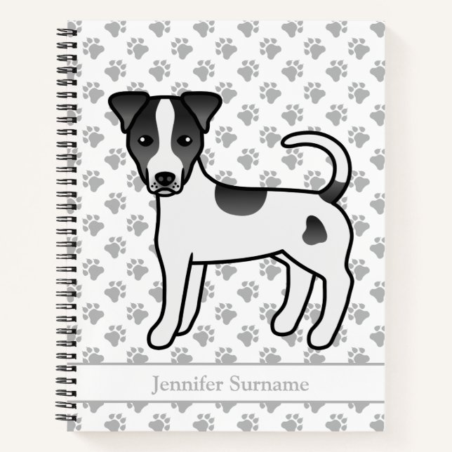 Cuaderno Parson Russell Terrier de pelaje liso negro y nomb (Anverso)