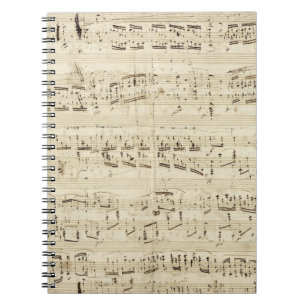 Cuaderno Partitura en el pergamino manuscrito en tinta