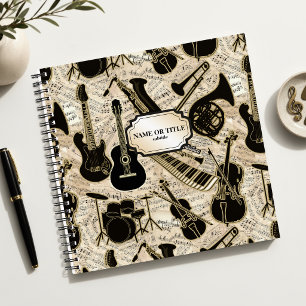 Cuaderno Partituras e Instrumentos Negro/Oro ID481