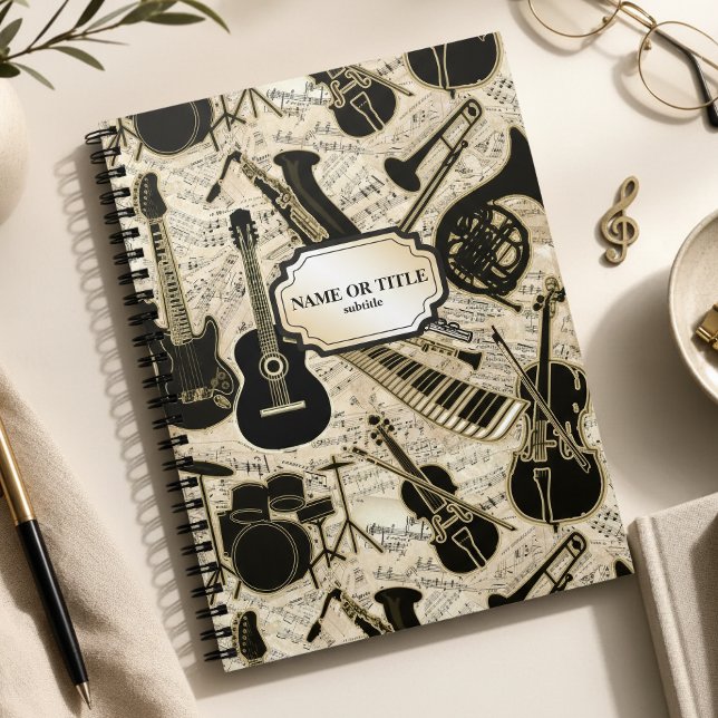 Cuaderno Partituras e Instrumentos Negro/Oro ID481 (Subido por el creador)