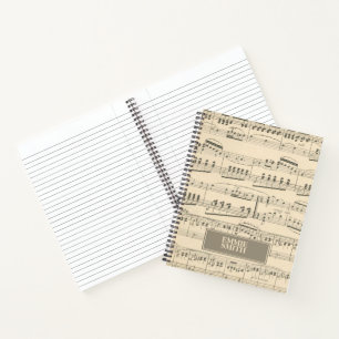 Cuaderno Partituras personalizadas vintage antiguas