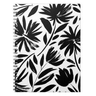 Cuaderno Pasador negro: patrón vintage de crisantemo