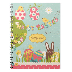 Cuaderno Pascua grande fijada con el conejo lindo del