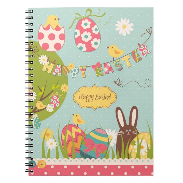 Cuaderno Pascua grande fijada con el conejo lindo del (Frente)