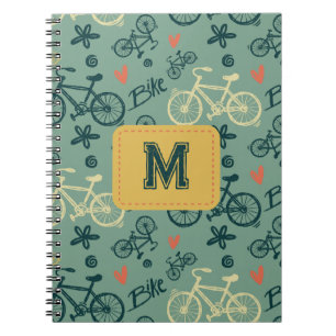 Cuaderno Pasemos por el moderno patrón de bicicleta verde