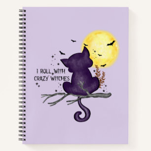 Cuaderno Paseo Con Testigos Locos - Gato Negro Y Luna Llena