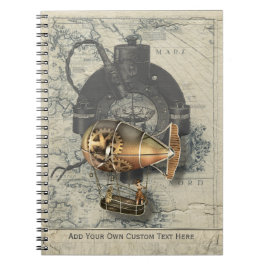 Cuaderno Paseo del globo dirigible de Steampunk