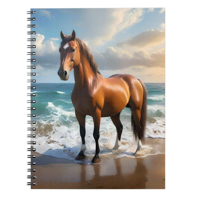 Cuaderno **"Paseo majestuoso: Orgulloso caballo marrón en l (Frente)