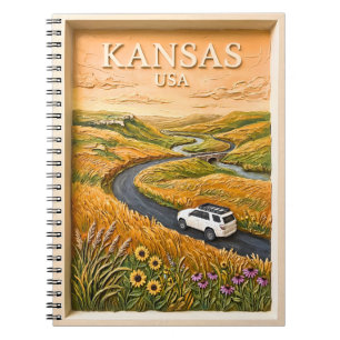 Cuaderno Paseo por carretera de pradera de Kansas Paisaje d