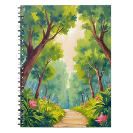 Cuaderno Paseo por el bosque exuberante | Acuarela de la na