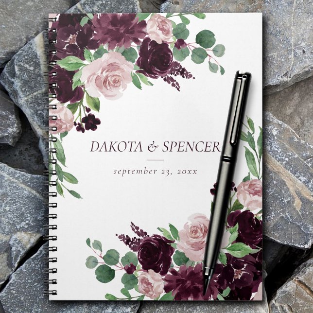 Cuaderno Pasión amorosa | Dramático Boda Morado Floral (Subido por el creador)