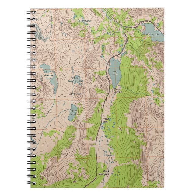 Cuaderno Paso de Tioga, mapa topográfico de California (Frente)