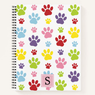 Cuaderno Pasta colorida, patrón de garras, garras de perro,
