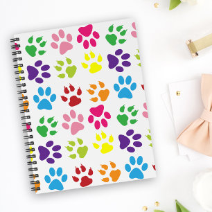 Cuaderno Pasta de colores, patas de perro, patas de gato