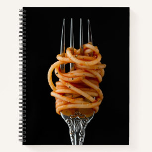 Cuaderno Pasta rota en una horquilla, espagueti de comida