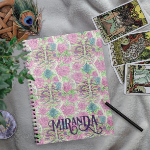 Cuaderno Pastas pasteles de flores góticas y Rosas rosados 