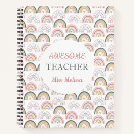 Cuaderno Pastel Arcoiris con patrón cardíaco Impresionante