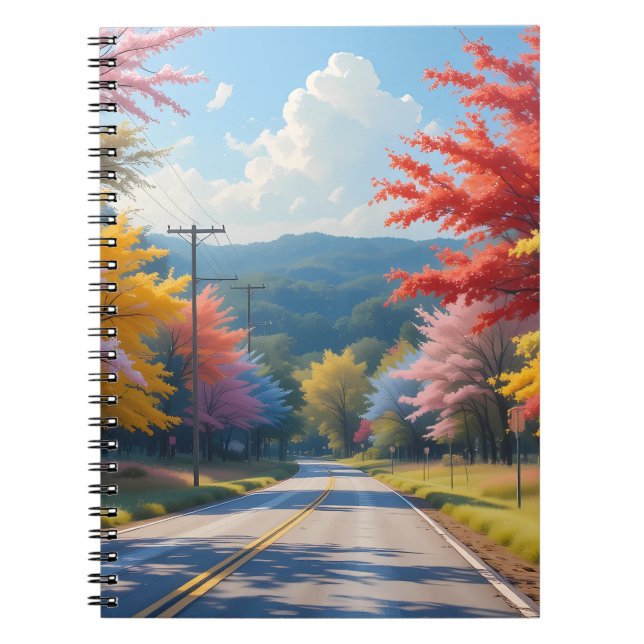 Cuaderno Pastel Autumn Country Road Watercolor (Frente)