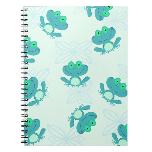 CUADERNO PASTEL AZUL VERDE PERSONALIZADO FROGGIES PATRÓN C (Frente)