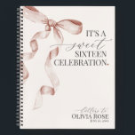 Cuaderno Pastel beige dulce 16 letras a Chica de cumpleaños<br><div class="desc">¡Aumenta tu cumpleaños con esta decoración Fiesta de Coquette Beige Bow! Este diseño atemporal añade un toque de elegancia y encanto a cualquier evento, con un hermoso arco decorado con delicados tonos dorados y beige. Esta colección impresionará a sus invitados y creará recuerdos duraderos y será perfecta para añadir un...</div>