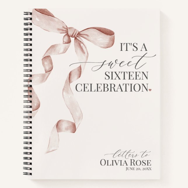 Cuaderno Pastel beige dulce 16 letras a Chica de cumpleaños (Anverso)