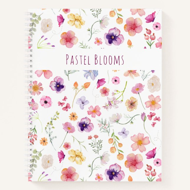 Cuaderno Pastel Blooms Journal-Watercolor Primavera Flor si (Anverso)