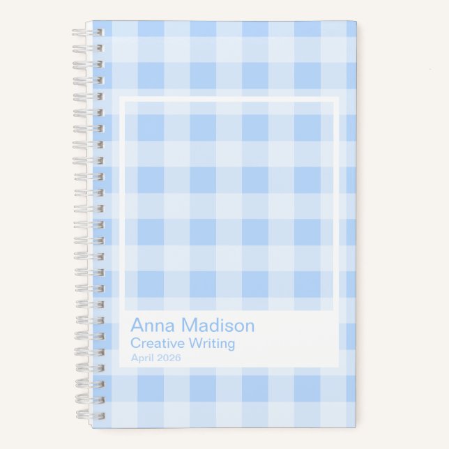 Cuaderno Pastel Blue Gingham Transparent Frame Notebook (Anverso)