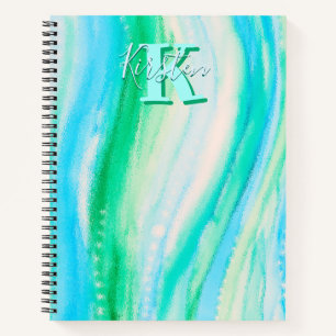 Cuaderno Pastel Blue Oceanscape Alcohol Ink