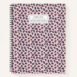 Cuaderno Pastel con manchas de leopardo negro en rosa claro
